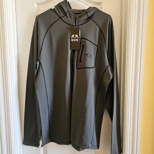 KUIU Gray Hooded Quarter-Zip Performance Pullover